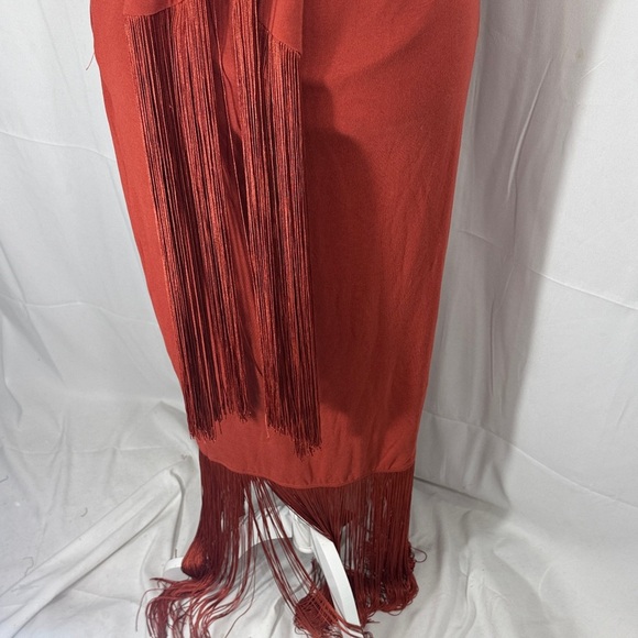 VICI Khloe Fringe Maxi Dress Rust Red Size M - Picture 11 of 13